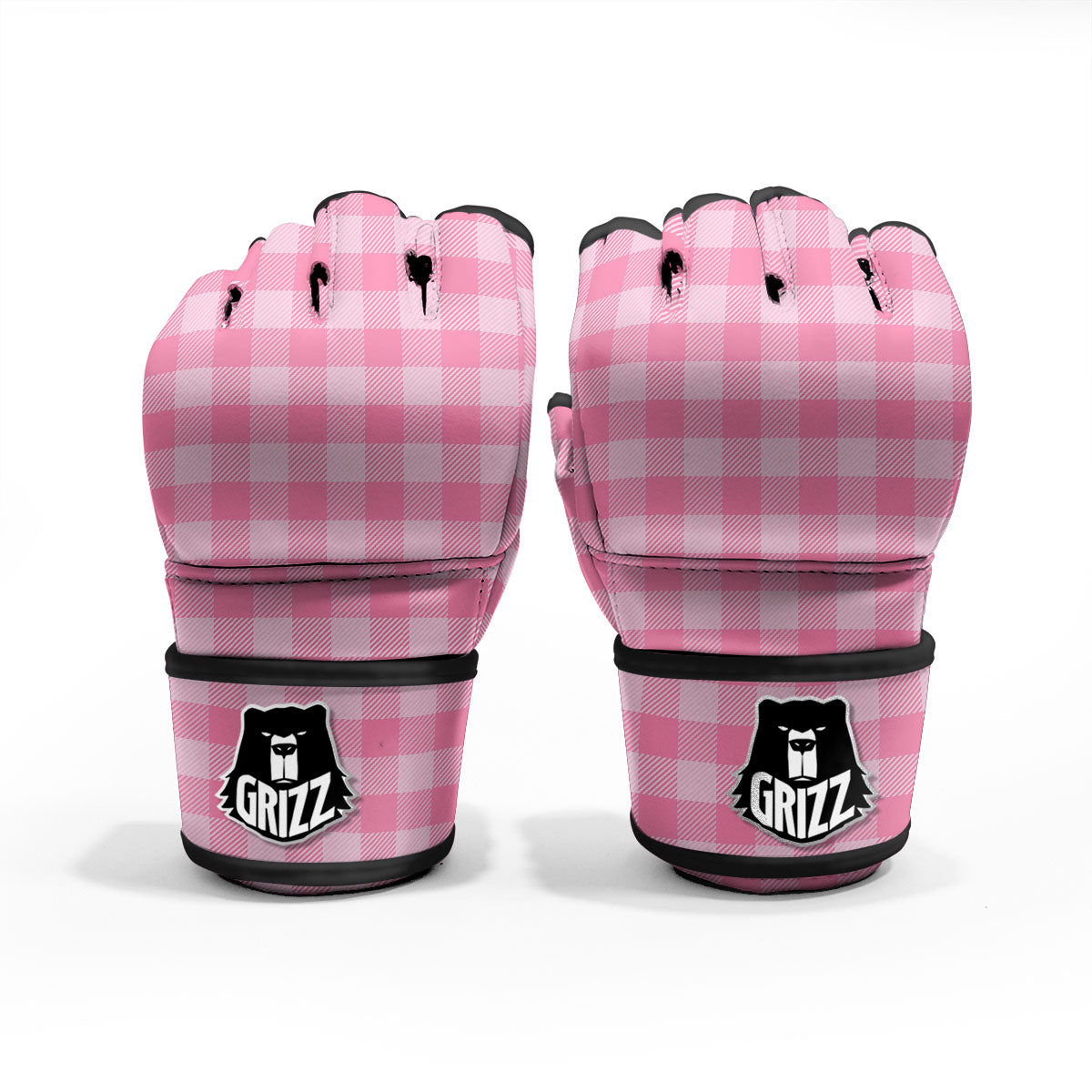 Check Pink Print Pattern MMA Gloves-grizzshop
