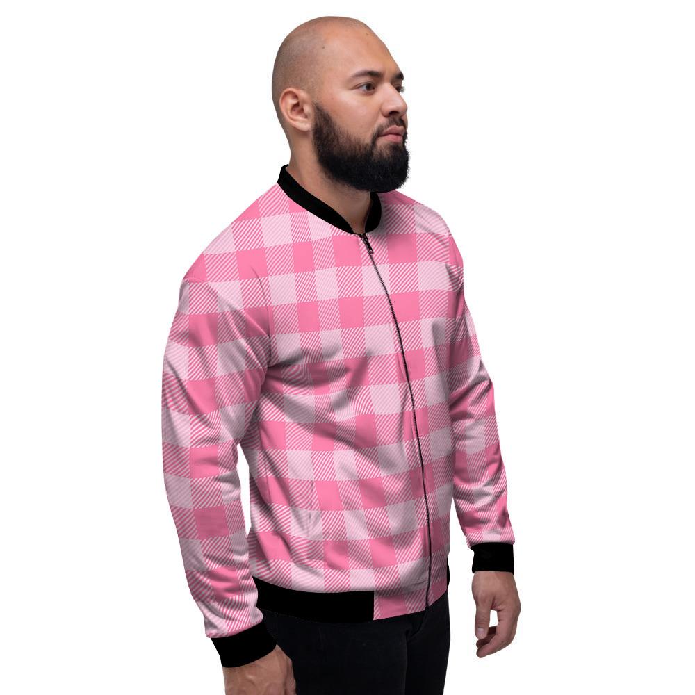 Check Pink Print Pattern Men's Bomber Jacket-grizzshop