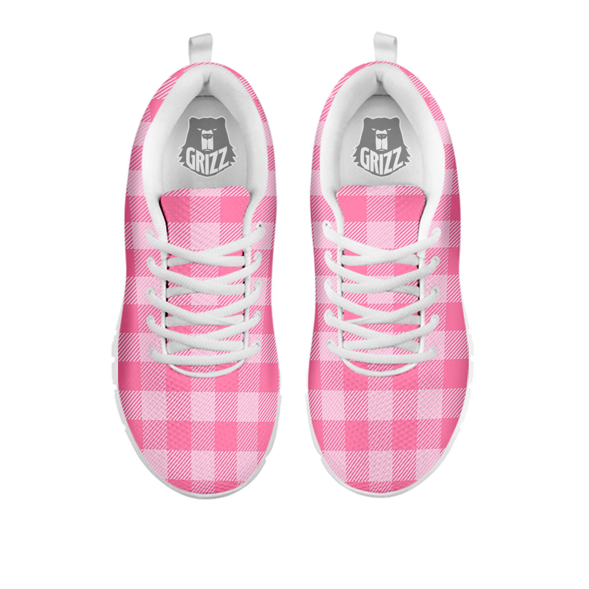 Check Pink Print Pattern White Sneaker-grizzshop