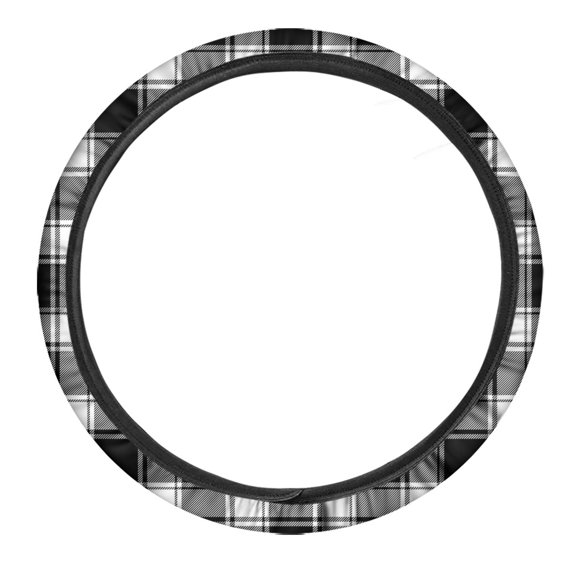 Check White And Black Print Pattern Car Steering Wheel Cover-grizzshop