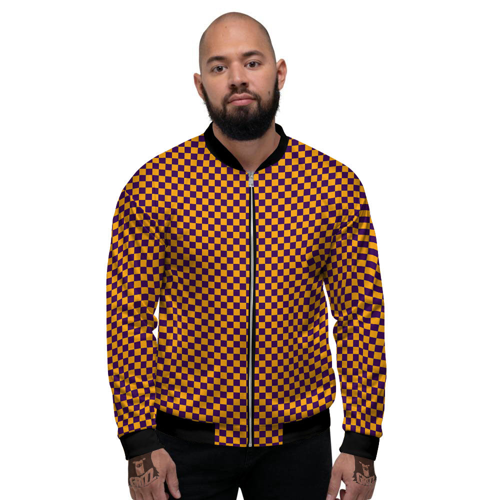 Checked Halloween Print Pattern Men's Bomber Jacket-grizzshop