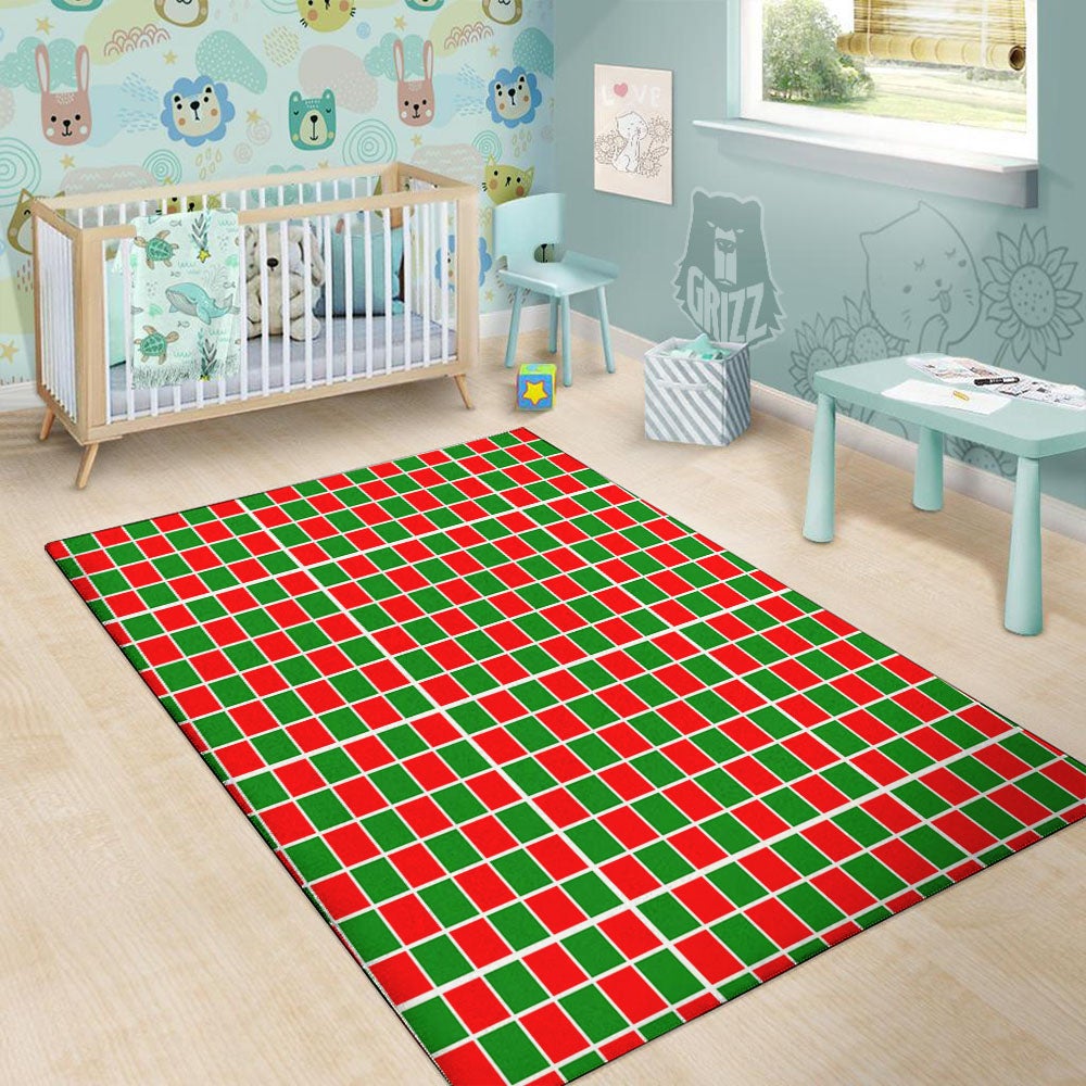 Checkered Merry Christmas Print Pattern Floor Mat-grizzshop