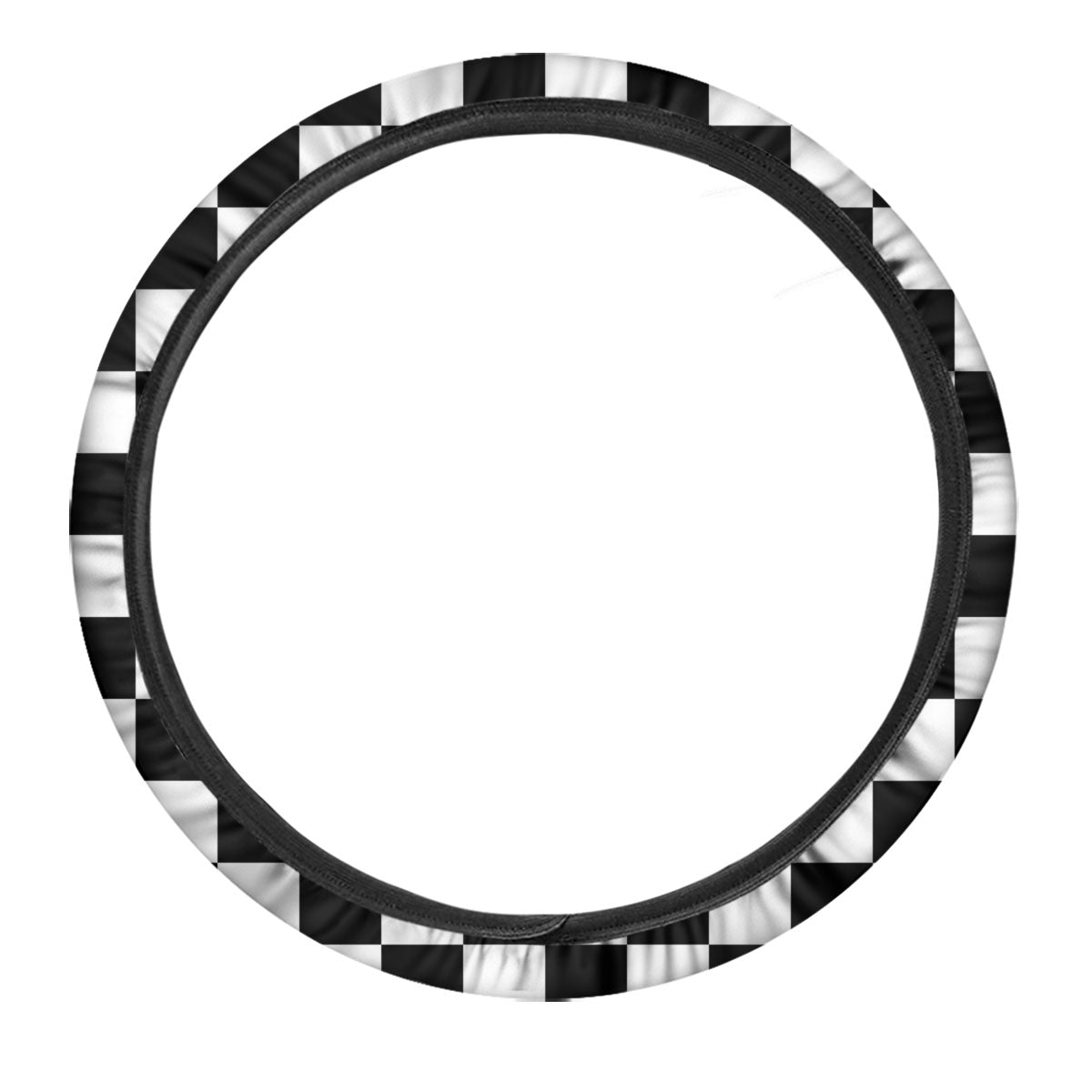 Checkered White And Black Print Pattern Car Steering Wheel Cover-grizzshop