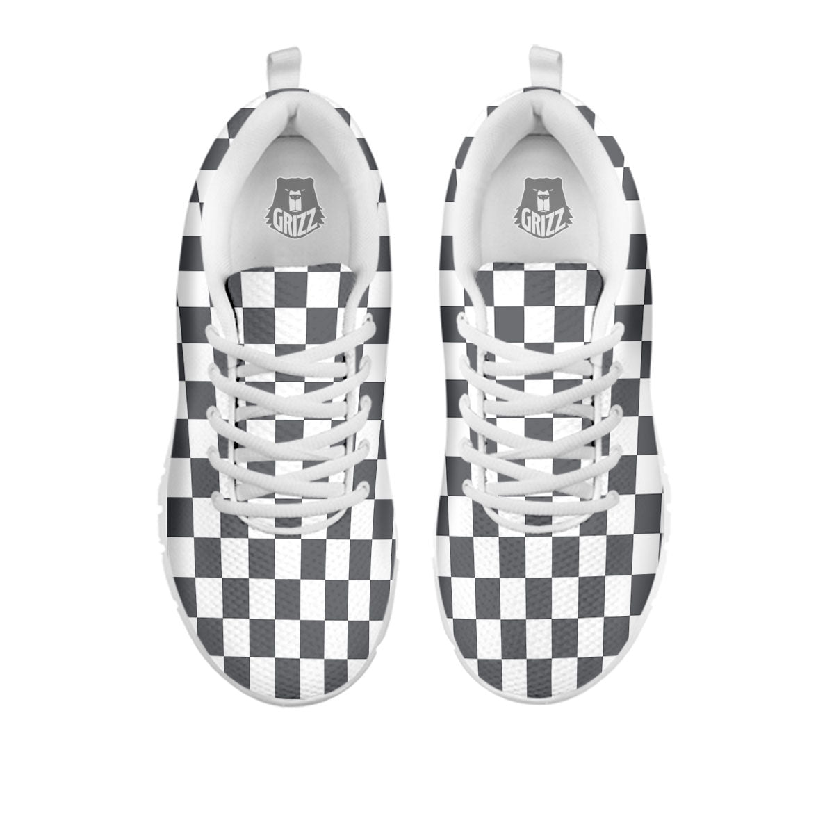 Checkered White And Grey Print Pattern White Sneaker-grizzshop