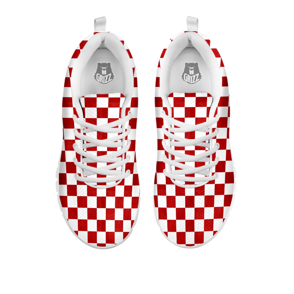 Checkered White And Red Print Pattern White Sneaker-grizzshop