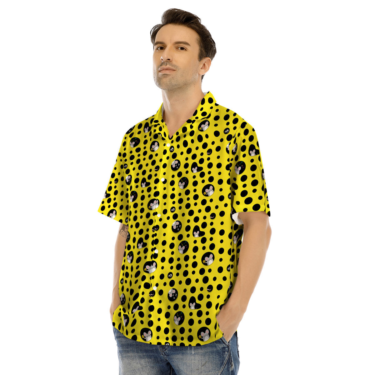 Cheese Cartoon Print Pattern Men's Hawaiian Shirt-grizzshop