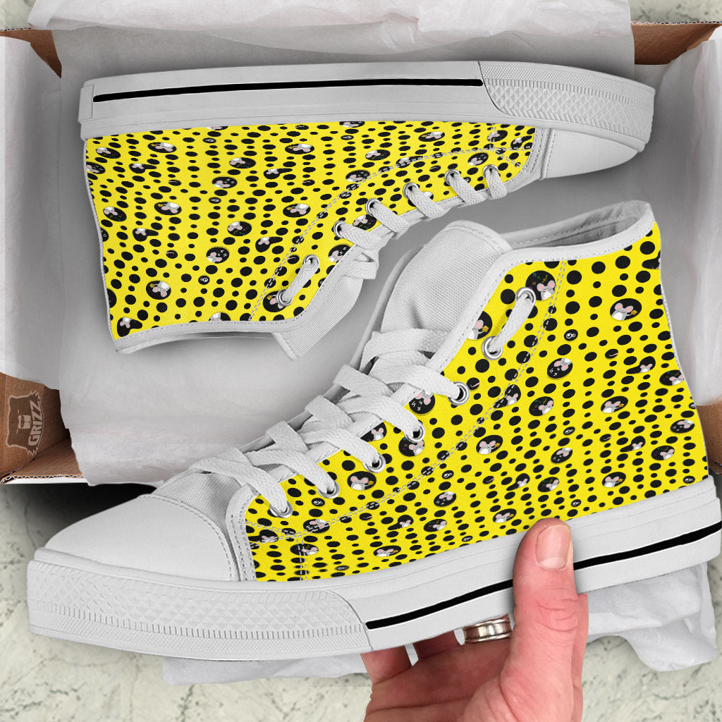 Cheese Cartoon Print Pattern White High Top Shoes-grizzshop