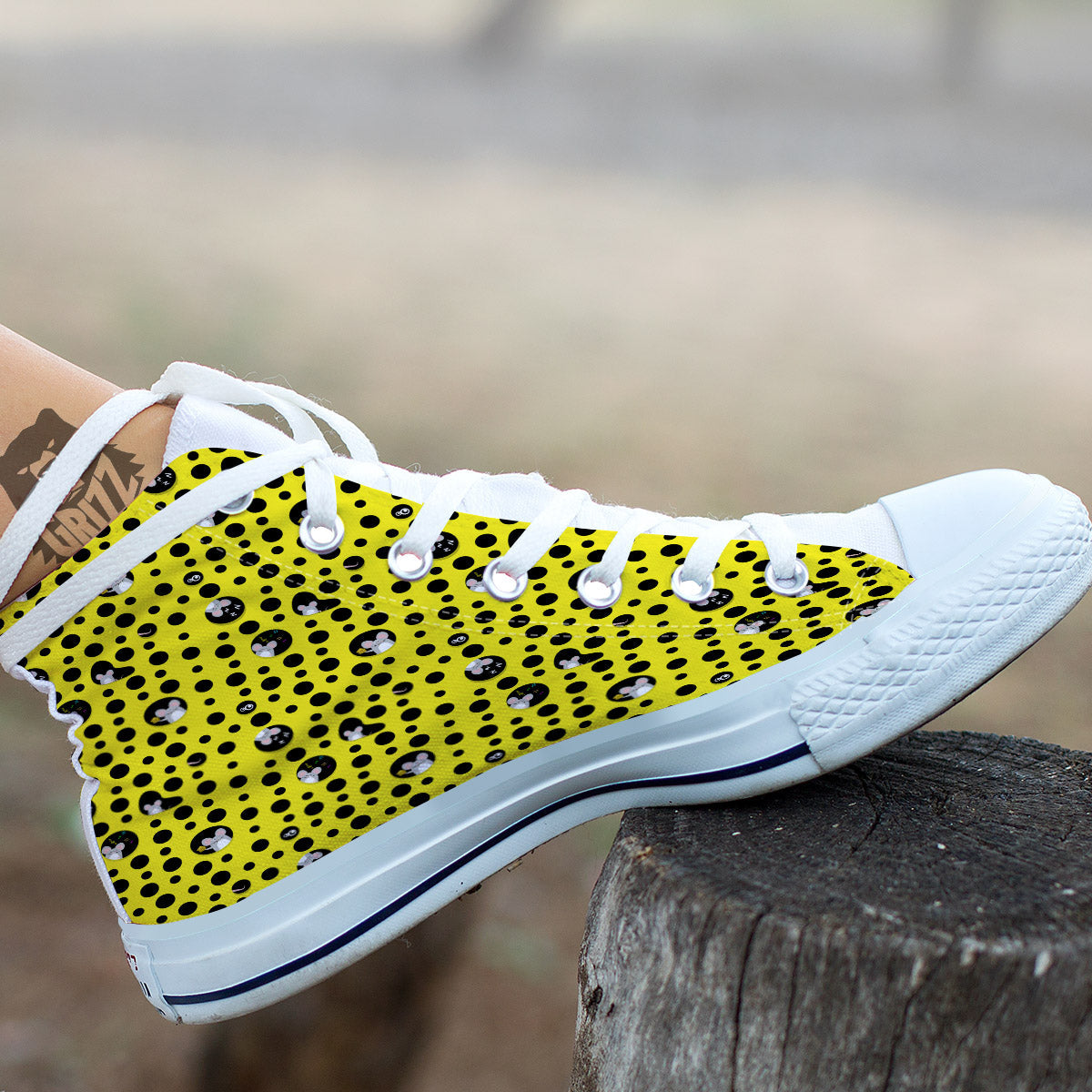 Cheese Cartoon Print Pattern White High Top Shoes-grizzshop