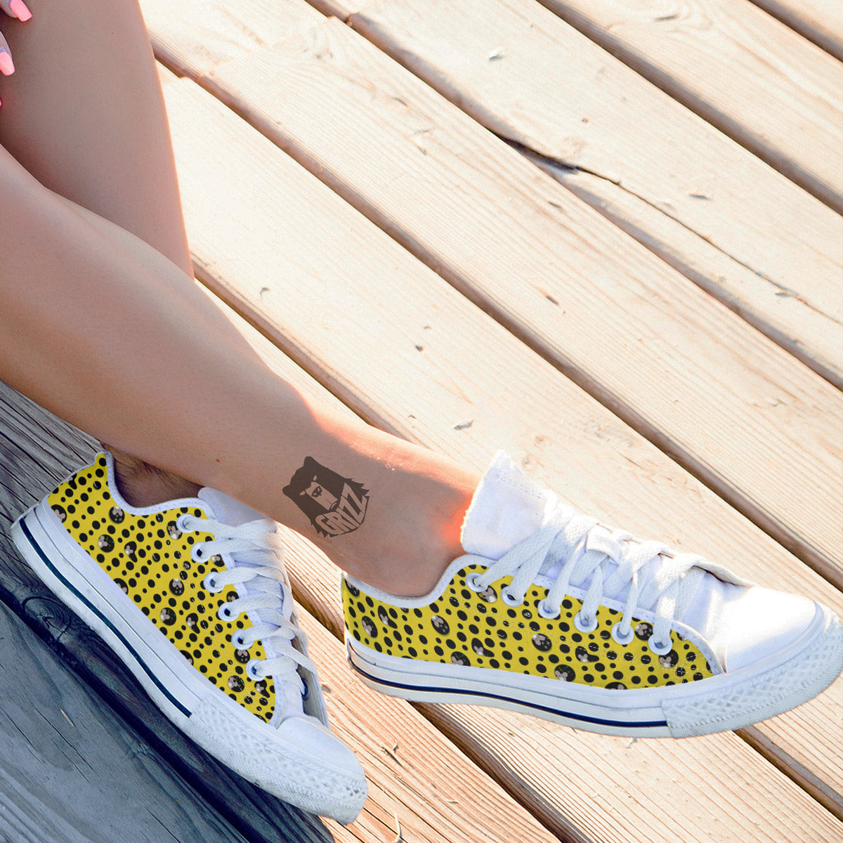 Cheese Cartoon Print Pattern White Low Top Shoes-grizzshop
