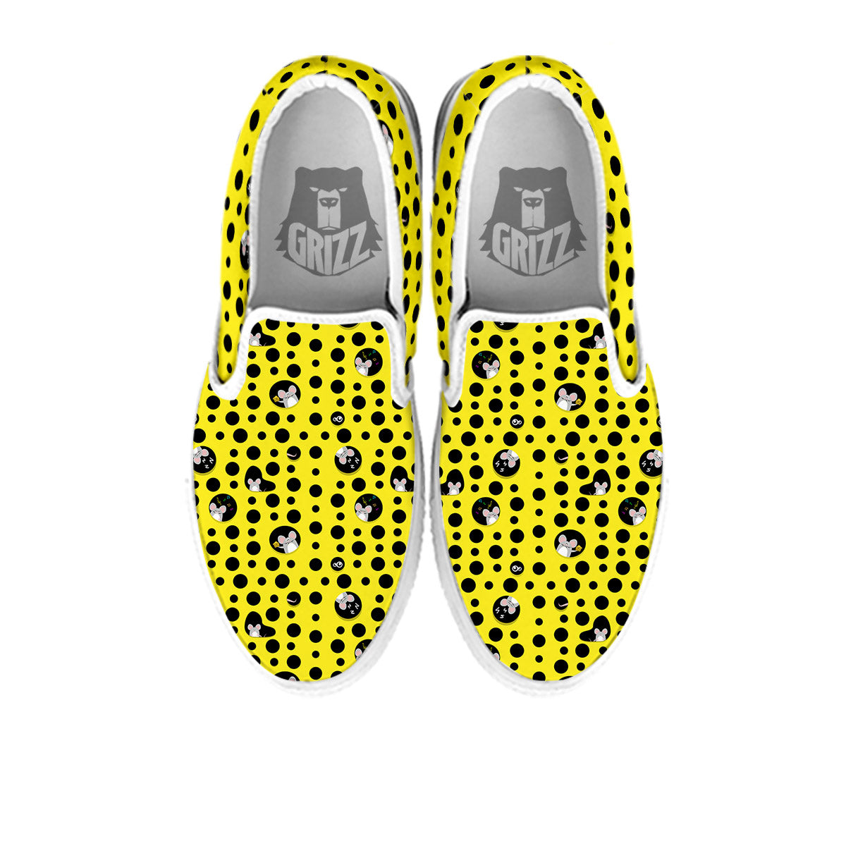 Cheese Cartoon Print Pattern White Slip On Shoes-grizzshop