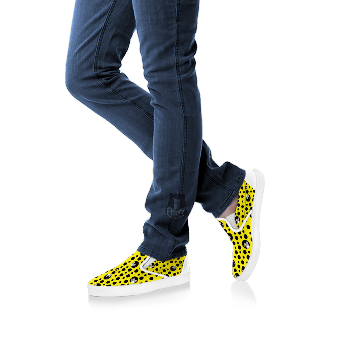 Cheese Cartoon Print Pattern White Slip On Shoes-grizzshop