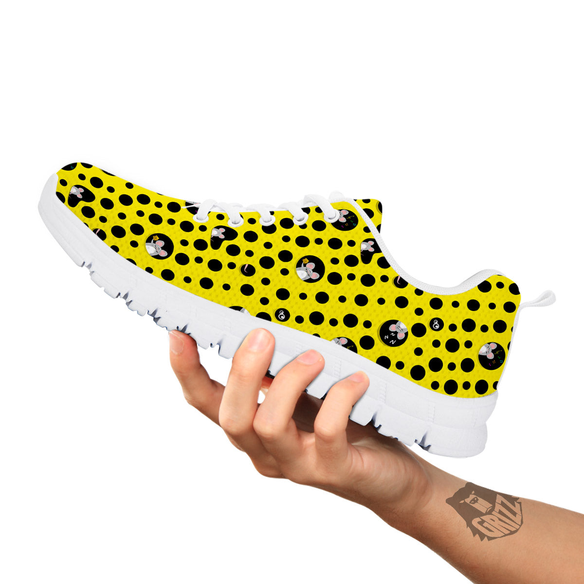 Cheese Cartoon Print Pattern White Sneaker-grizzshop