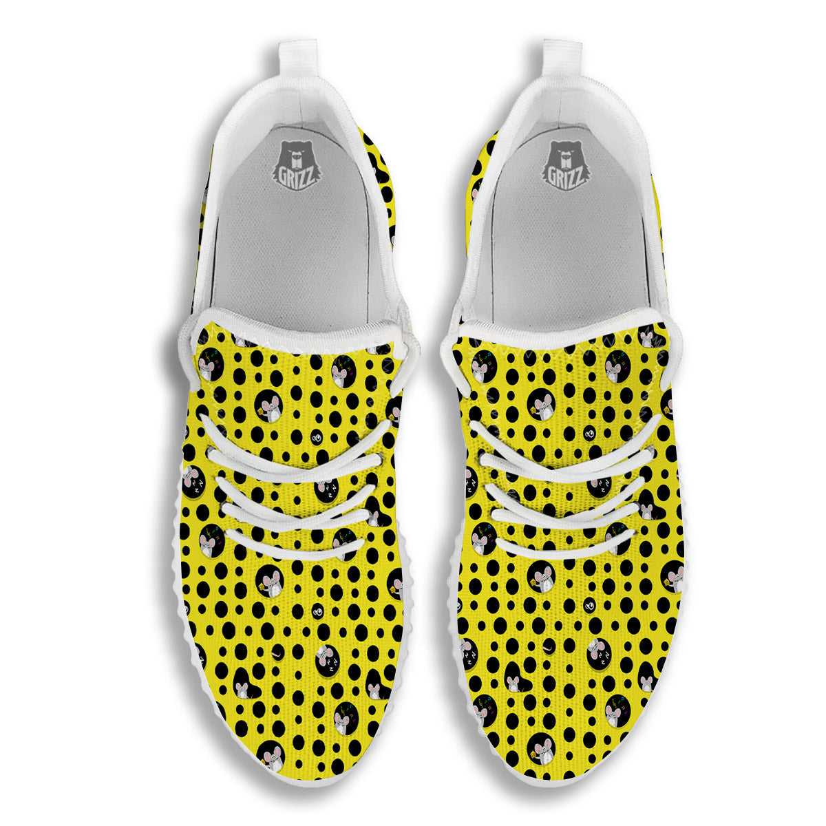 Cheese Cartoon Print Pattern White Walking Shoes-grizzshop