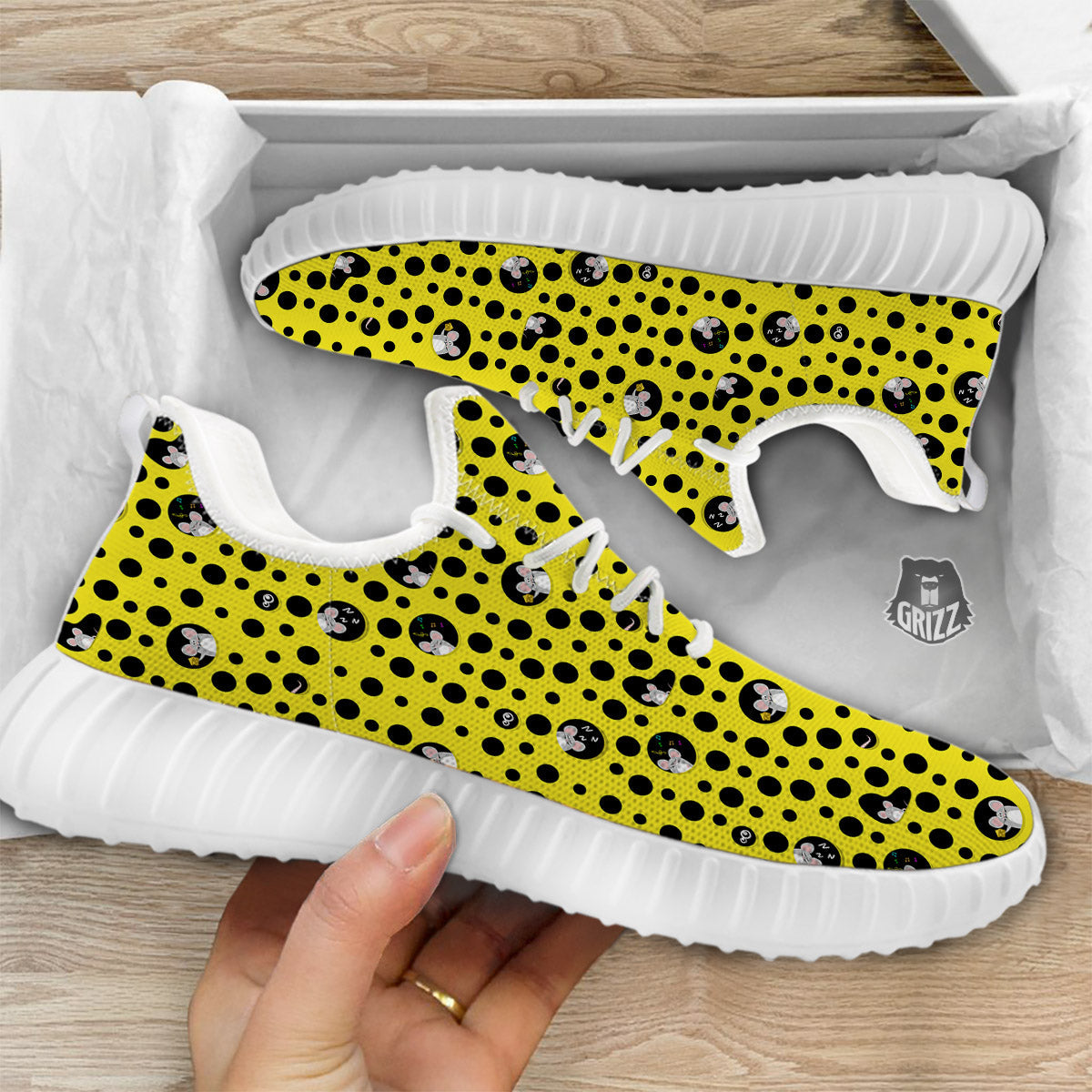 Cheese Cartoon Print Pattern White Walking Shoes-grizzshop