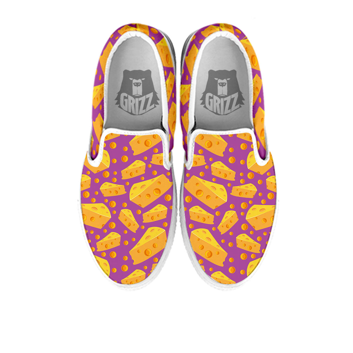 Cheese Holes And Purple Print Pattern White Slip On Shoes-grizzshop