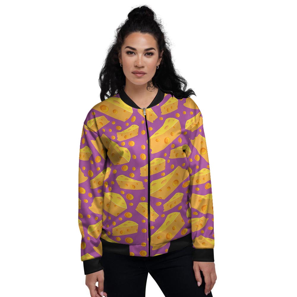 Cheese Holes And Purple Print Pattern Women's Bomber Jacket-grizzshop