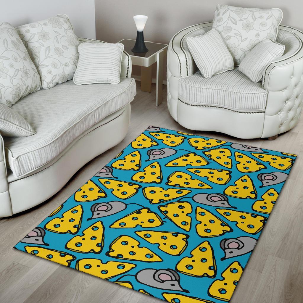 Cheese Mouse Pattern Print Floor Mat-grizzshop