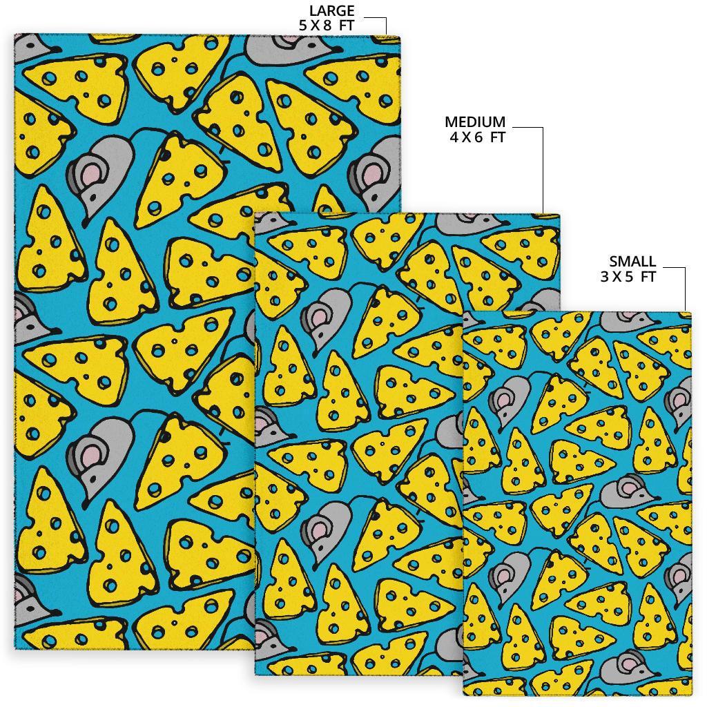 Cheese Mouse Pattern Print Floor Mat-grizzshop