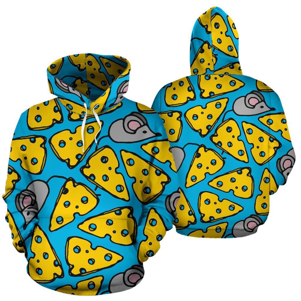 Cheese Mouse Pattern Print Men Women Pullover Hoodie-grizzshop