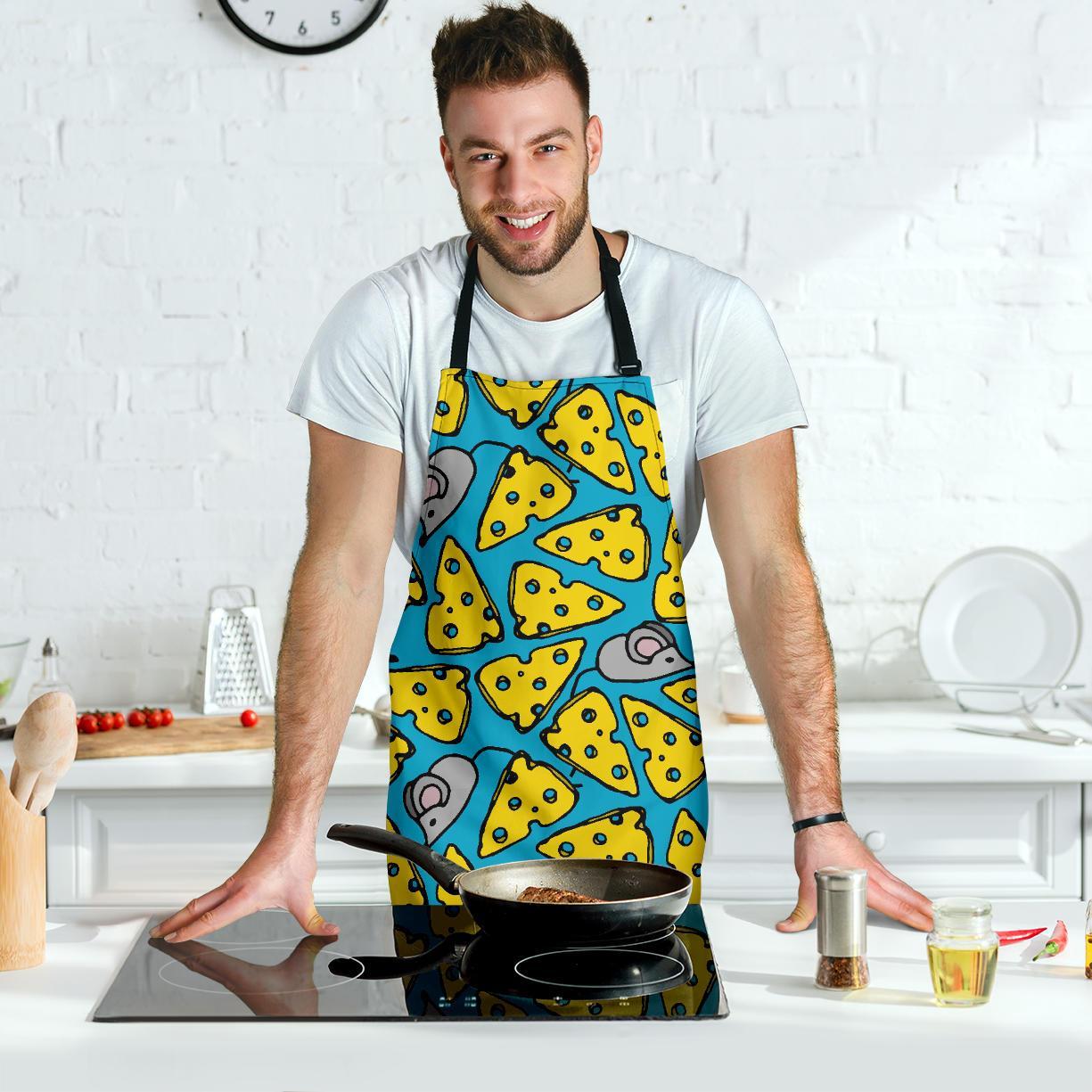 Cheese Mouse Pattern Print Men's Apron-grizzshop