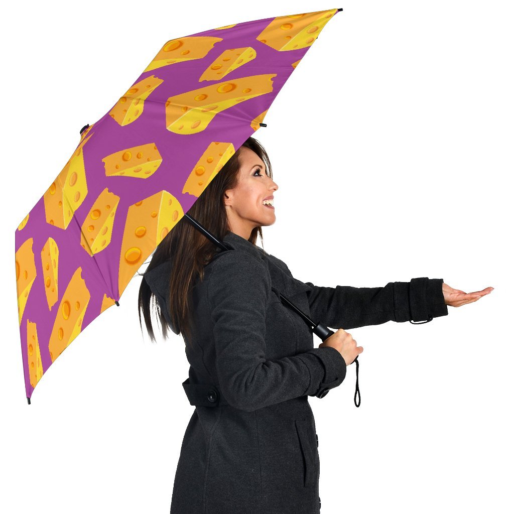 Cheese Pattern Print Automatic Foldable Umbrella-grizzshop