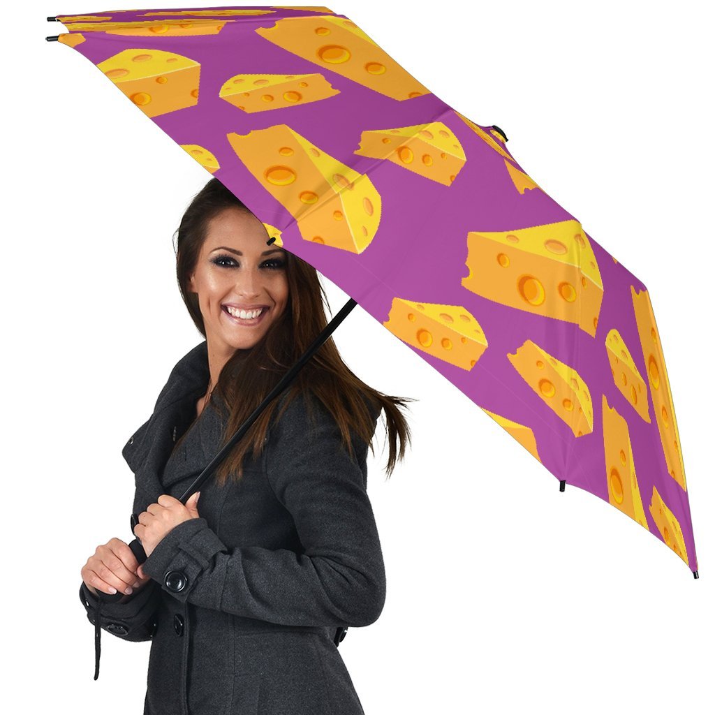 Cheese Pattern Print Automatic Foldable Umbrella-grizzshop
