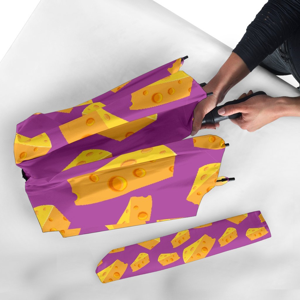 Cheese Pattern Print Automatic Foldable Umbrella-grizzshop