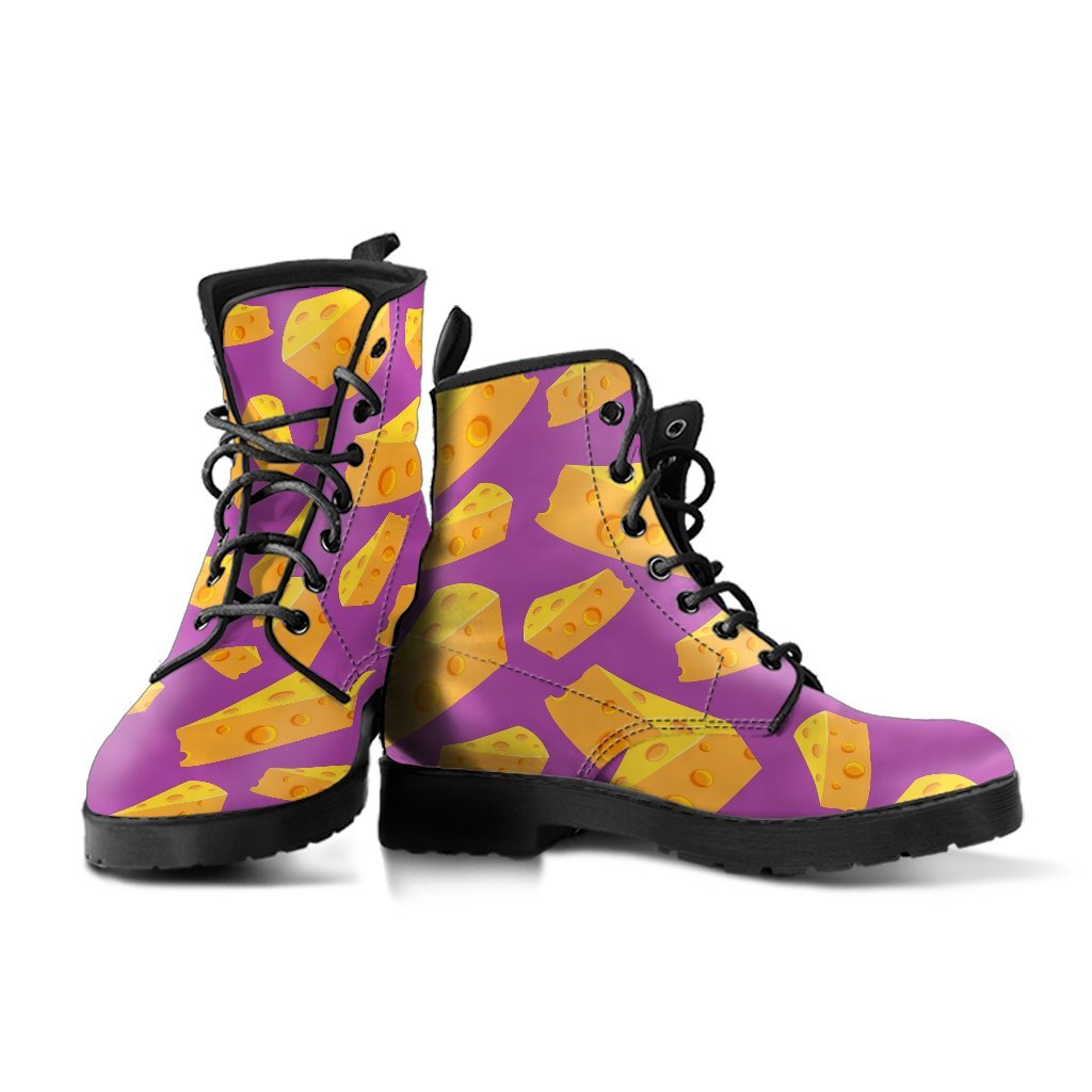 Cheese Pattern Print Men Women Leather Boots-grizzshop