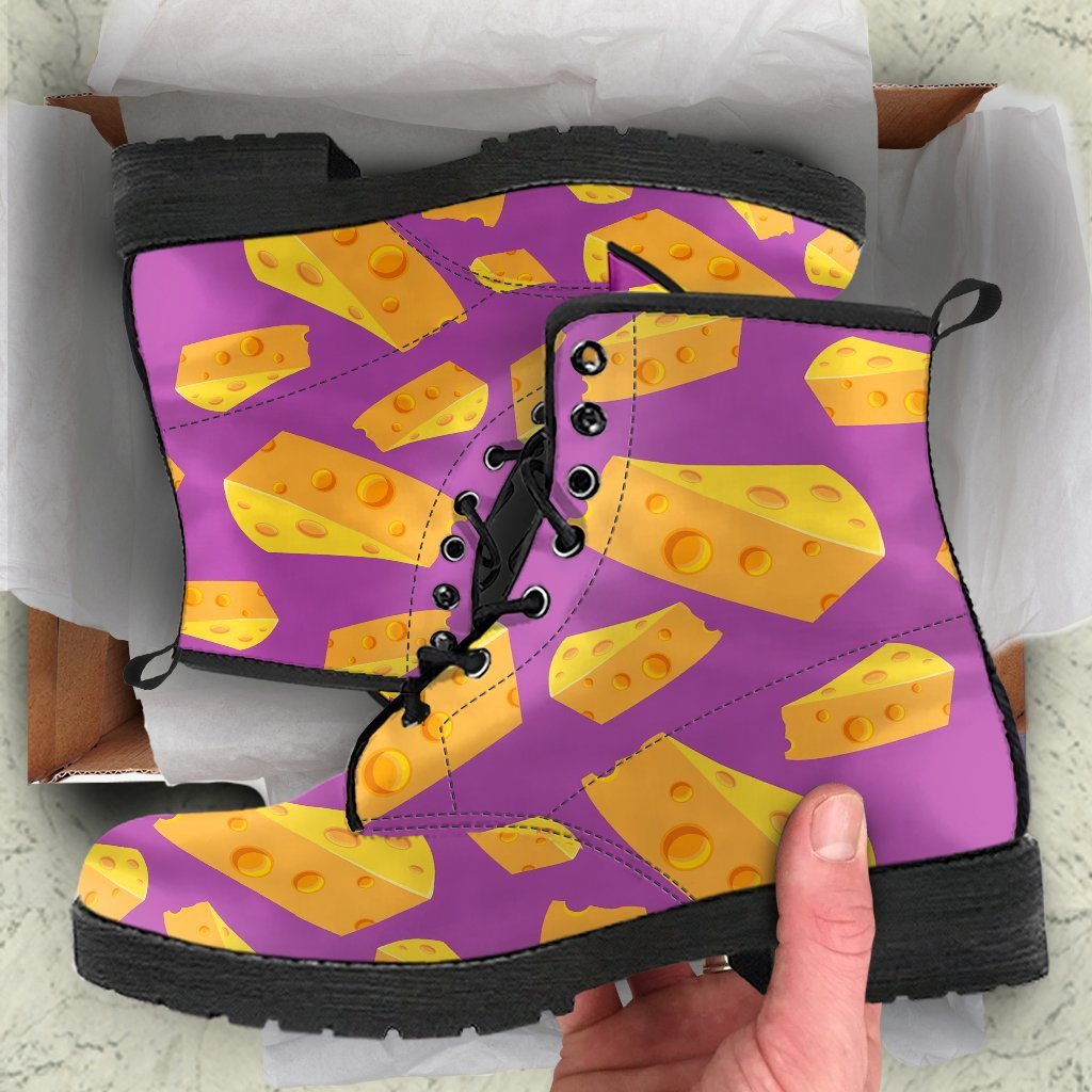 Cheese Pattern Print Men Women Leather Boots-grizzshop