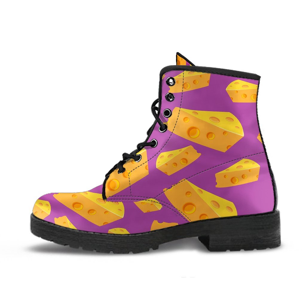 Cheese Pattern Print Men Women Leather Boots-grizzshop