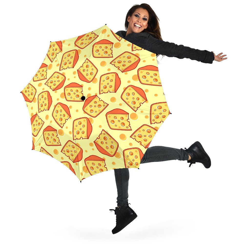 Cheese Print Pattern Automatic Foldable Umbrella-grizzshop
