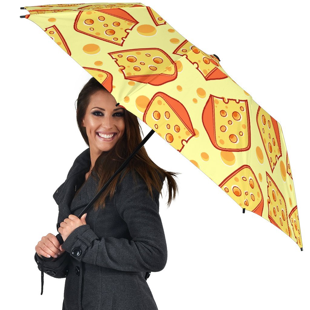 Cheese Print Pattern Automatic Foldable Umbrella-grizzshop