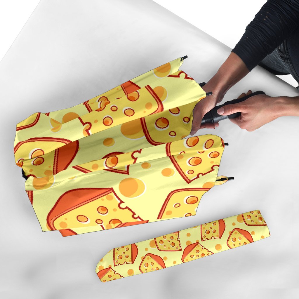 Cheese Print Pattern Automatic Foldable Umbrella-grizzshop