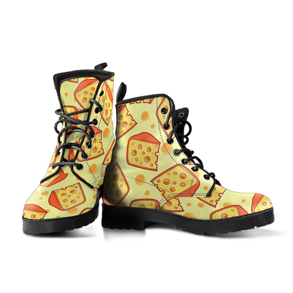 Cheese Print Pattern Men Women Leather Boots-grizzshop