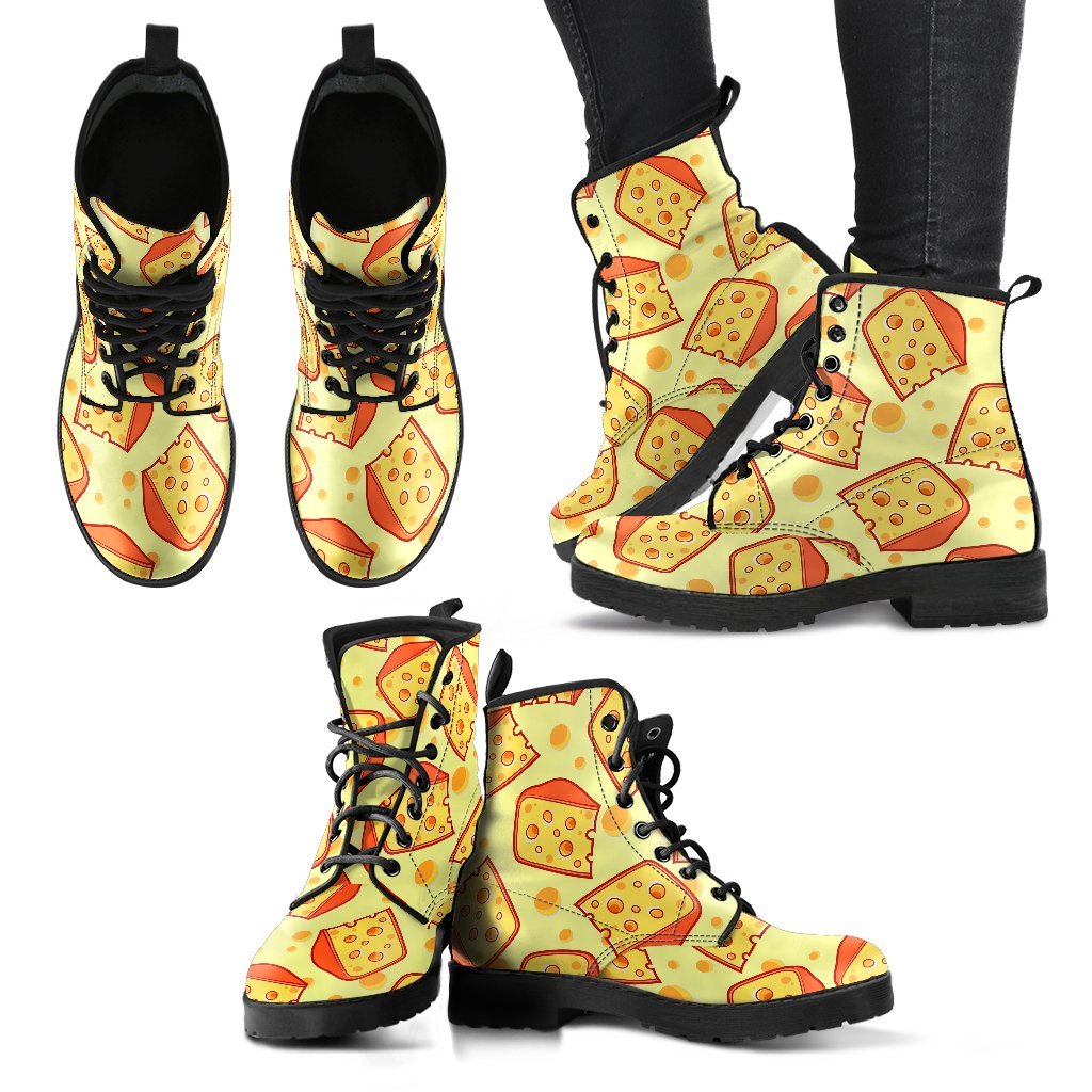 Cheese Print Pattern Men Women Leather Boots-grizzshop