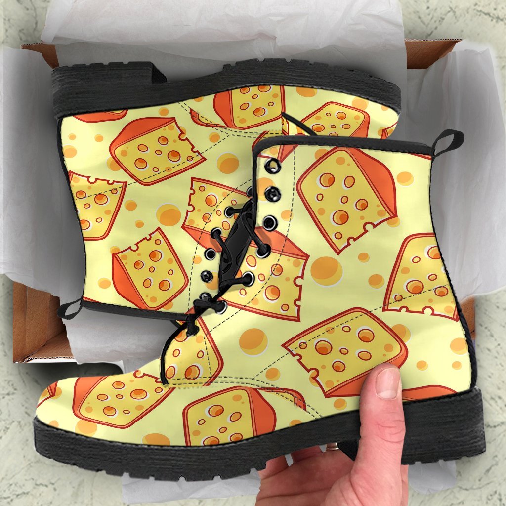 Cheese Print Pattern Men Women Leather Boots-grizzshop