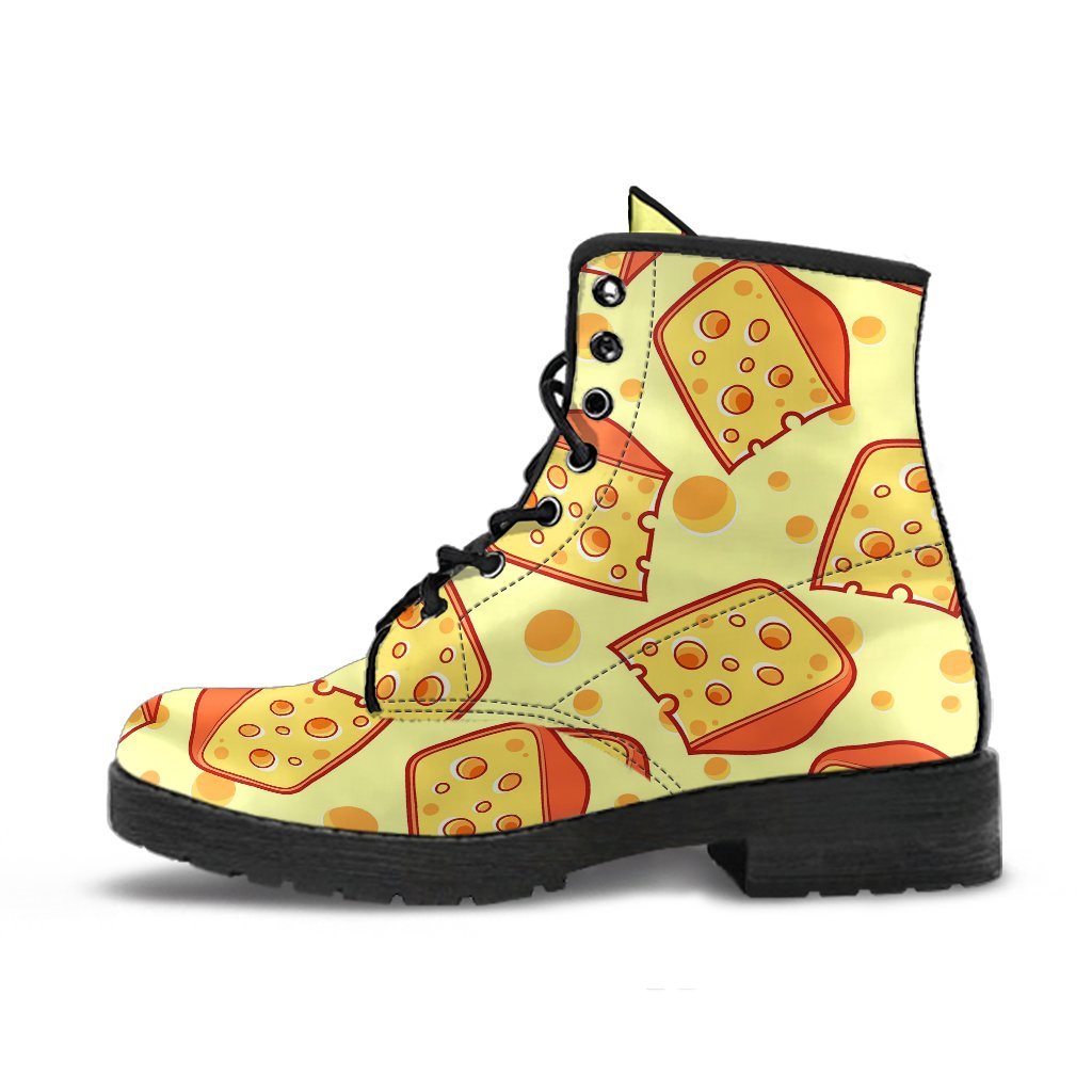 Cheese Print Pattern Men Women Leather Boots-grizzshop