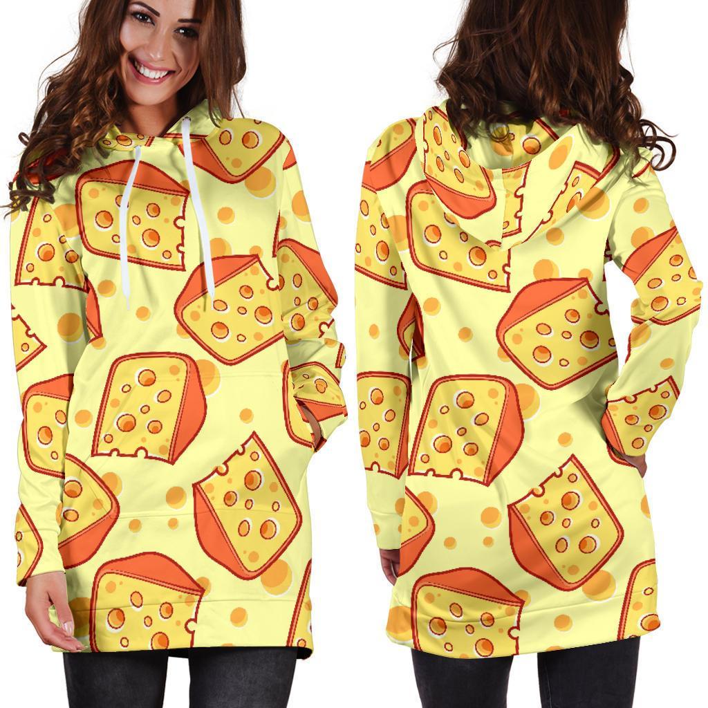 Cheese Print Pattern Women Hoodie Dress-grizzshop