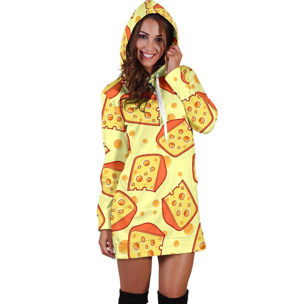 Cheese Print Pattern Women Hoodie Dress-grizzshop