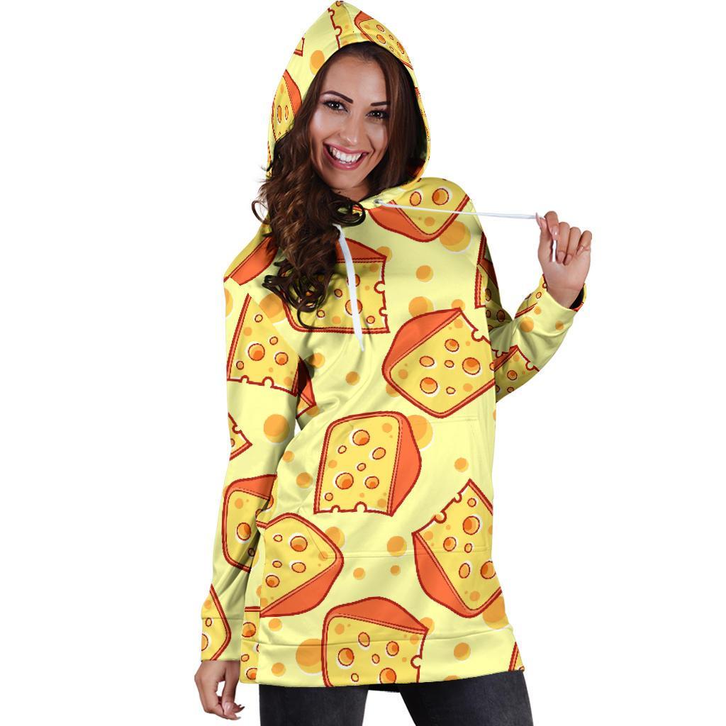 Cheese Print Pattern Women Hoodie Dress-grizzshop