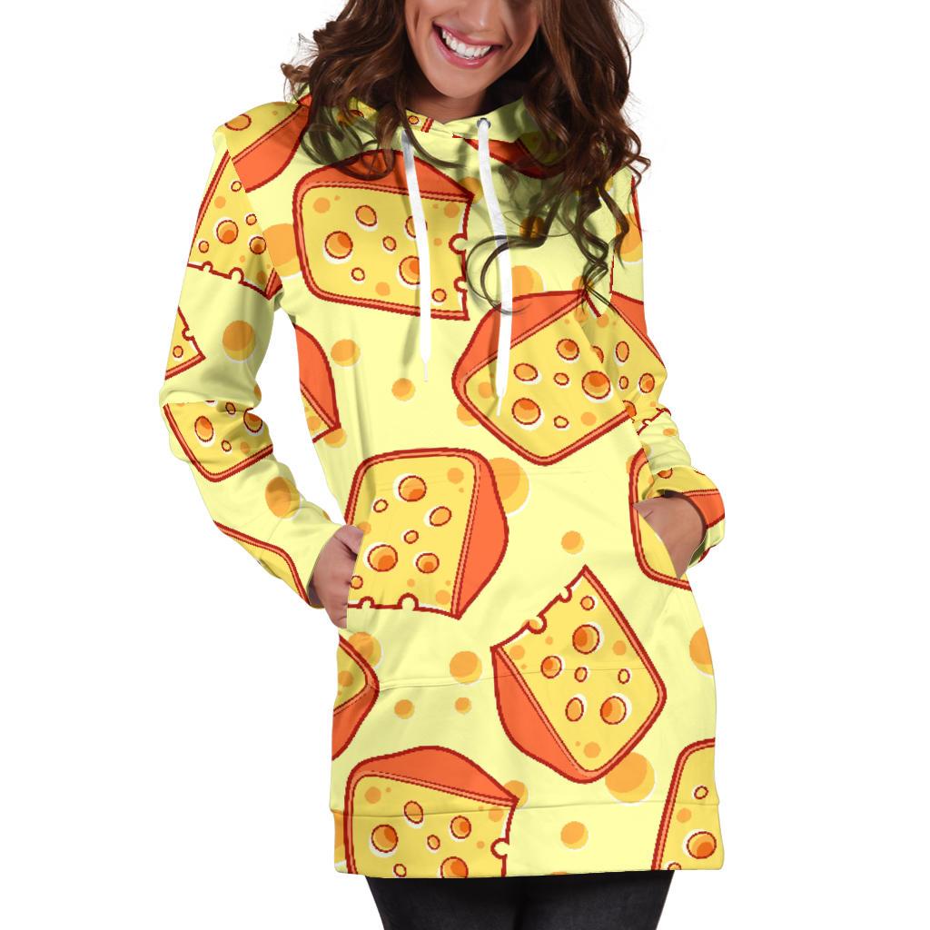 Cheese Print Pattern Women Hoodie Dress-grizzshop