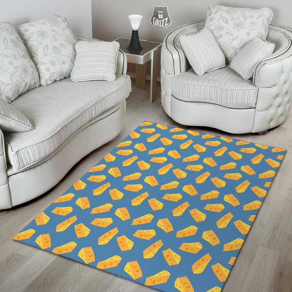 Cheese Slice Print Pattern Floor Mat-grizzshop