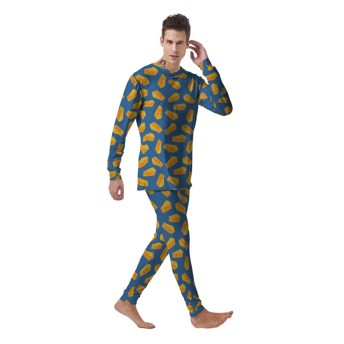 Cheese Slice Print Pattern Men's Pajamas-grizzshop
