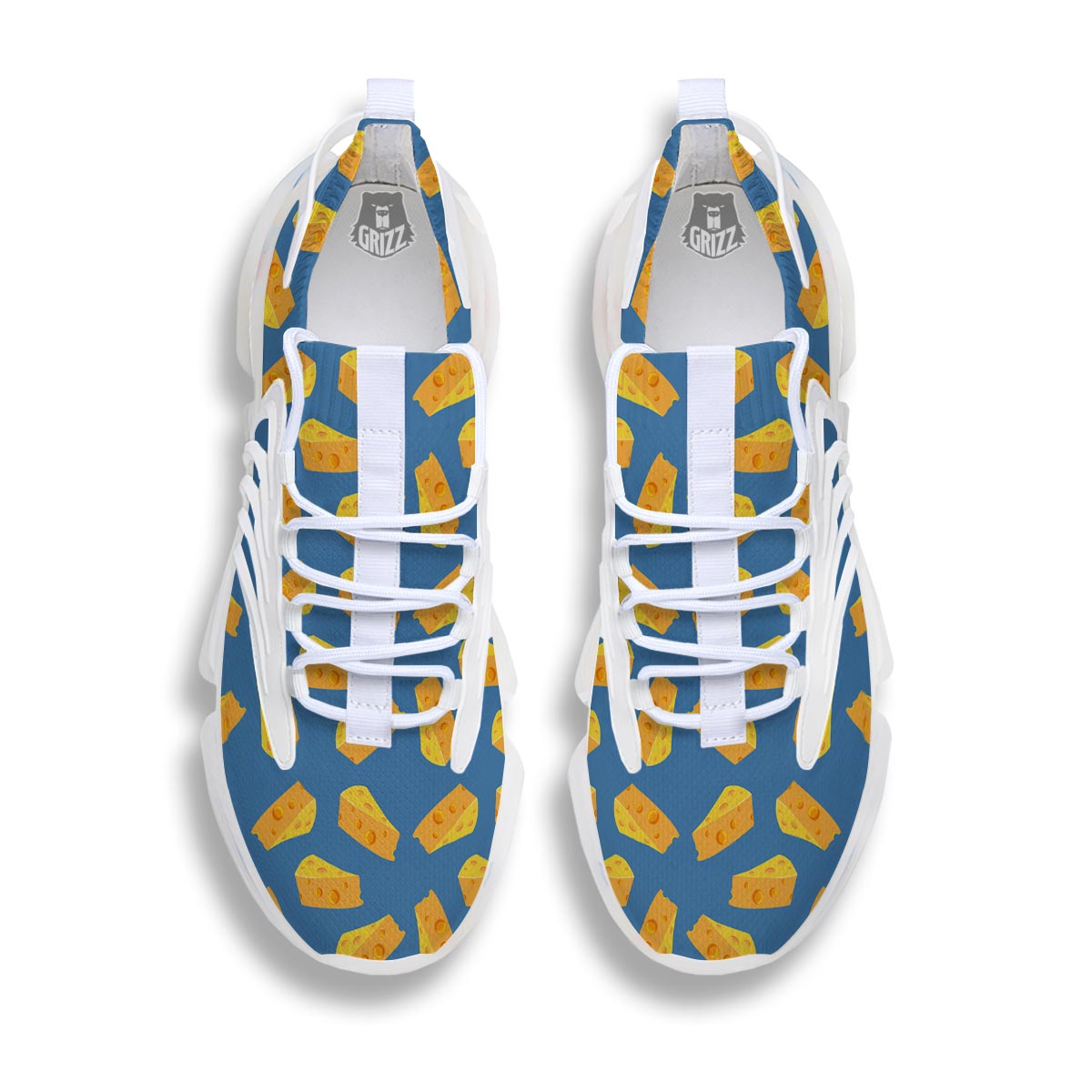 Cheese Slice Print Pattern White Gym Shoes-grizzshop