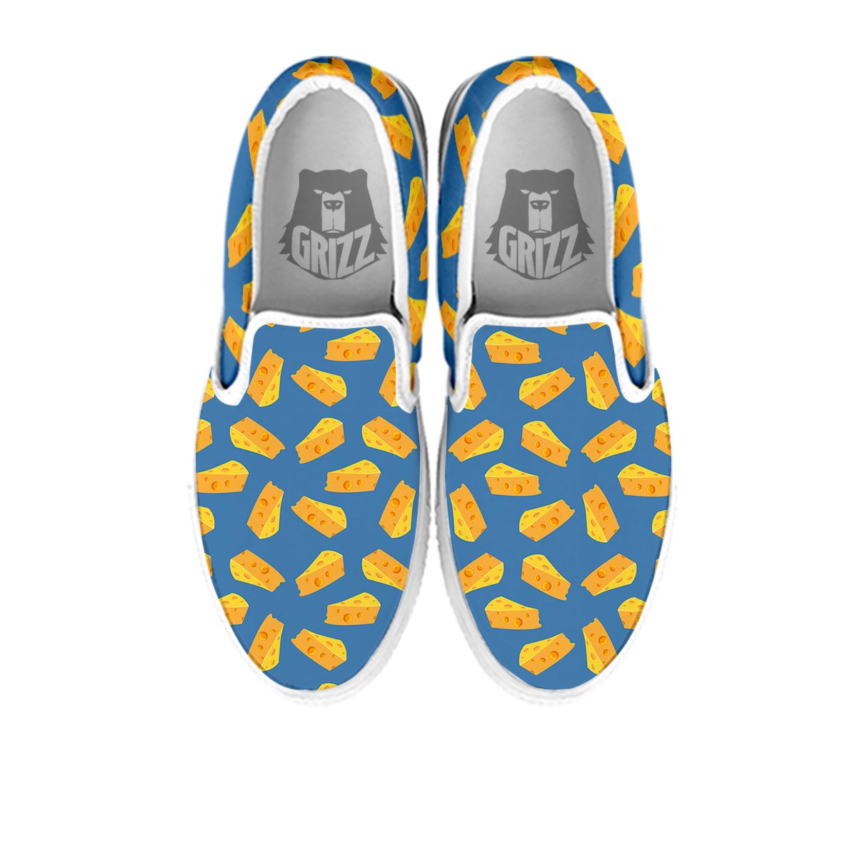 Cheese Slice Print Pattern White Slip On Shoes-grizzshop