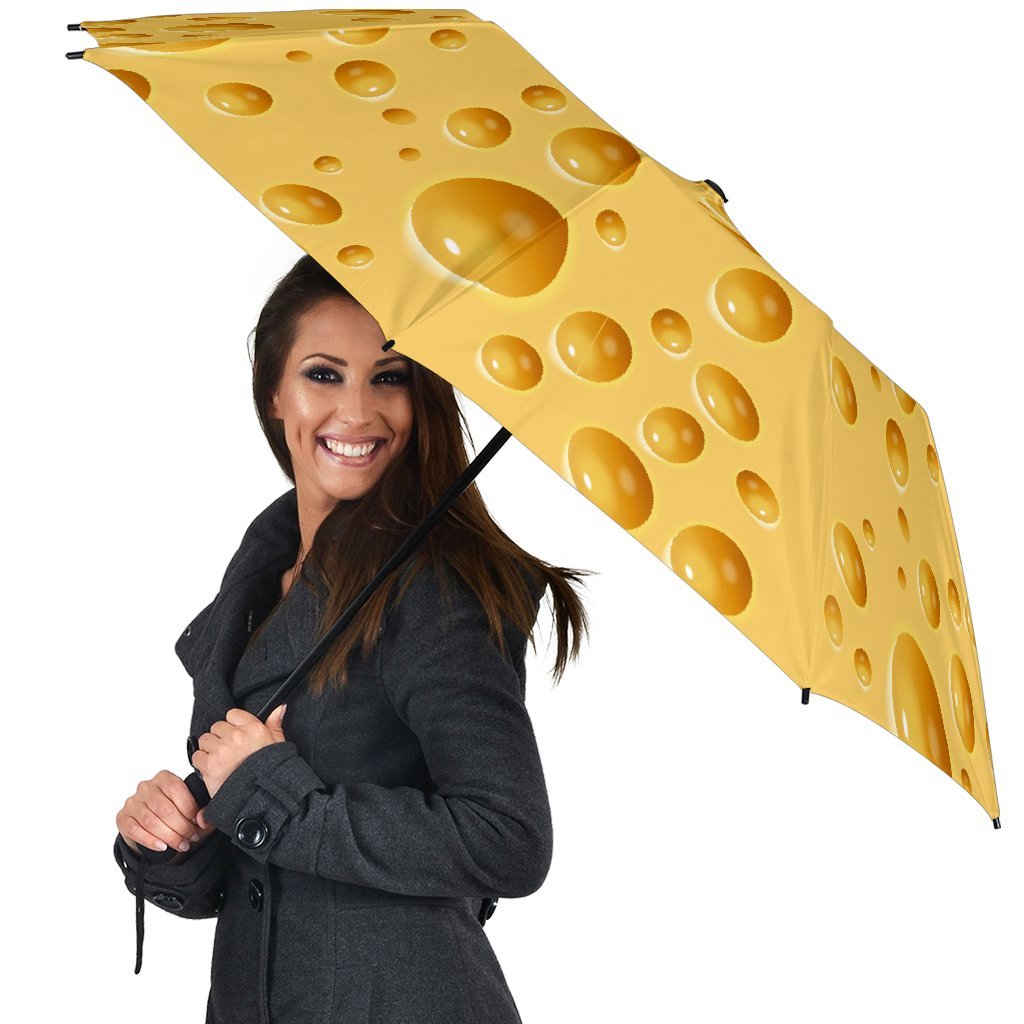 Cheese Surface Pattern Print Automatic Foldable Umbrella-grizzshop