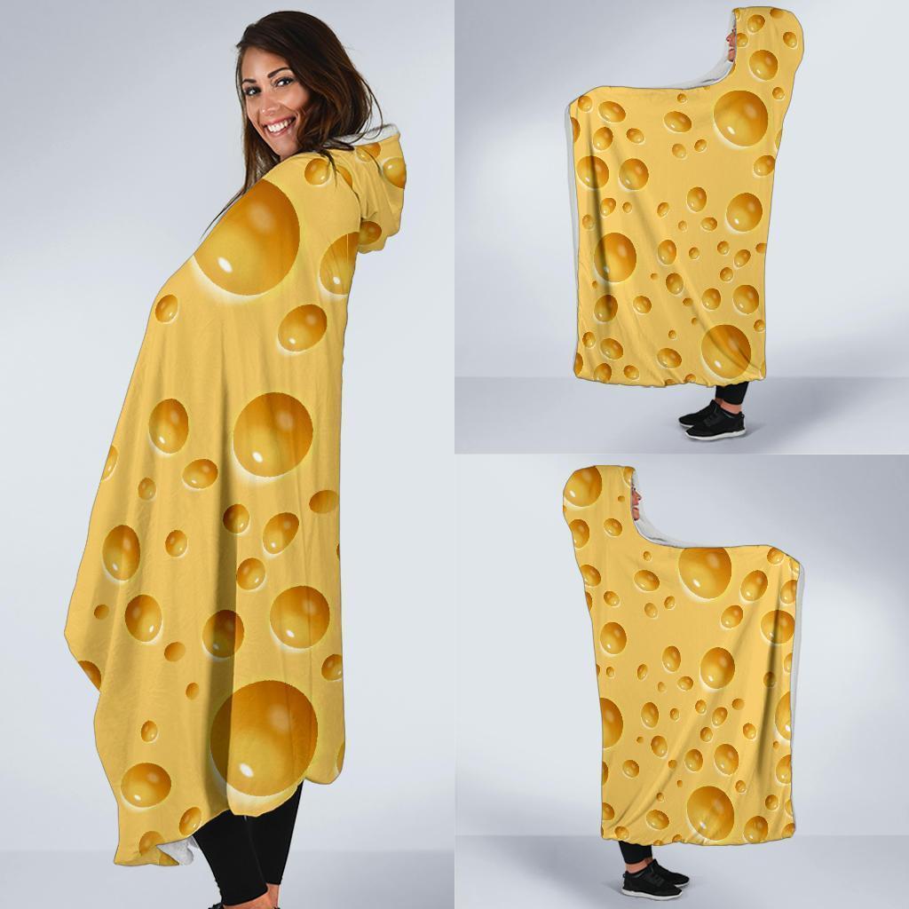 Cheese Surface Pattern Print Hooded Blanket-grizzshop