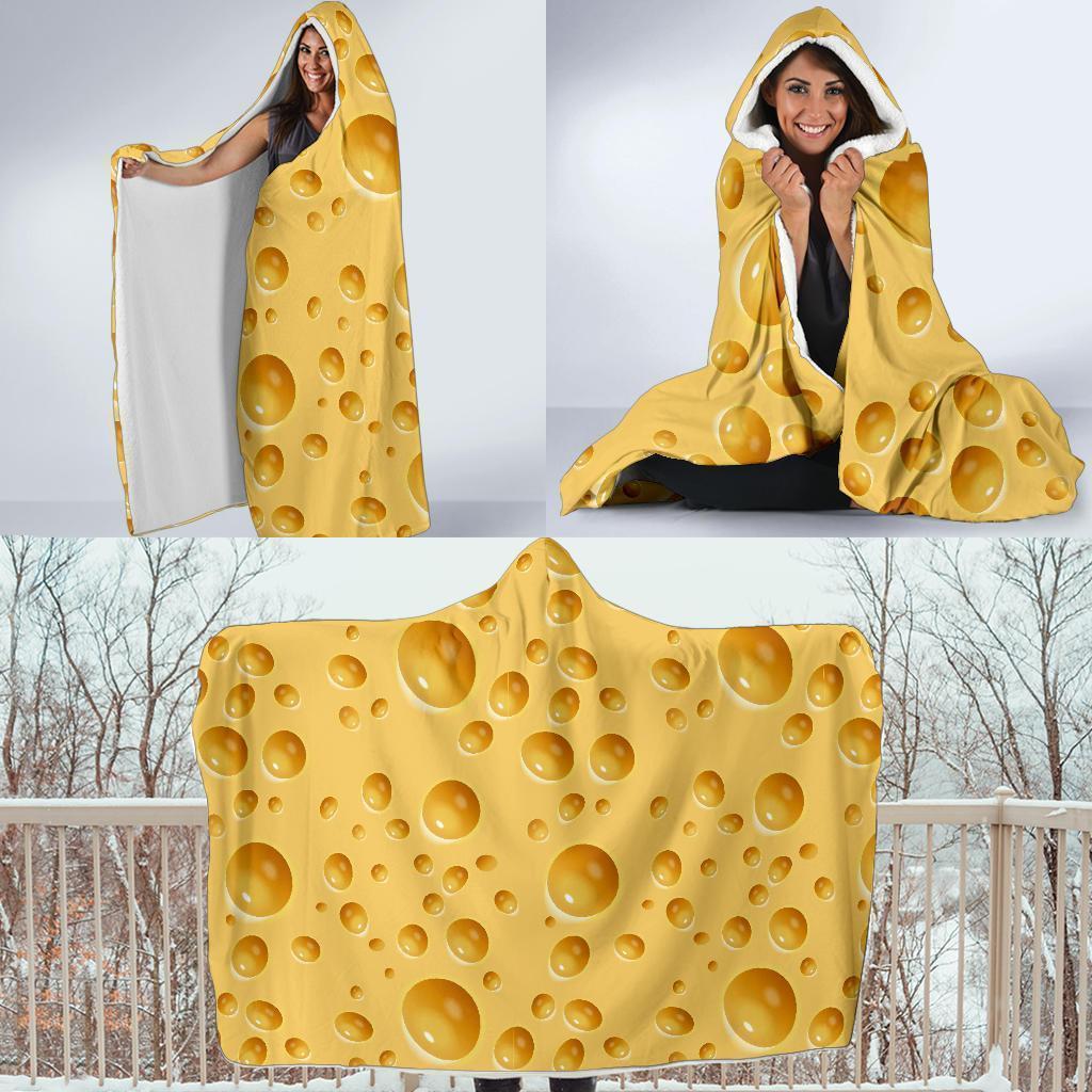 Cheese Surface Pattern Print Hooded Blanket-grizzshop