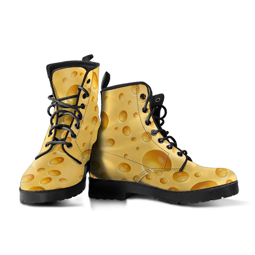 Cheese Surface Pattern Print Men Women Leather Boots-grizzshop