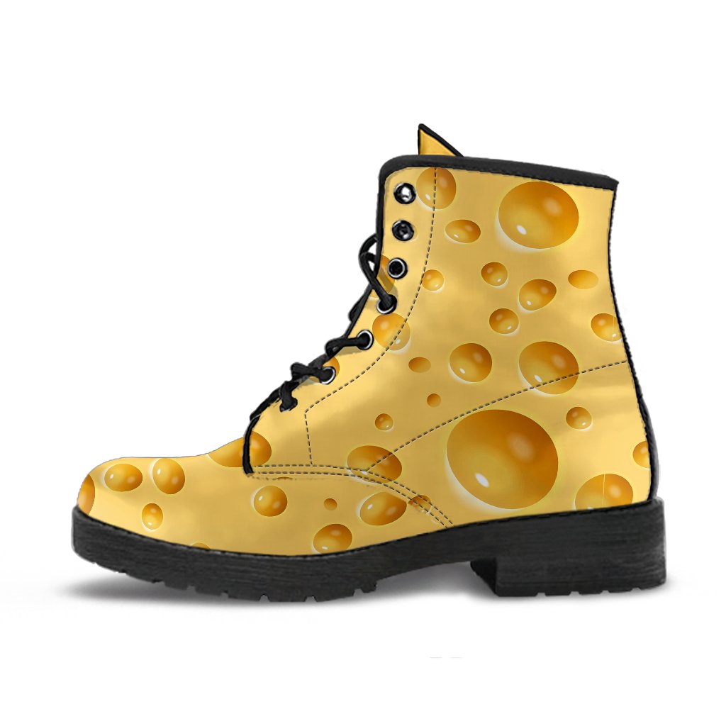 Cheese Surface Pattern Print Men Women Leather Boots-grizzshop